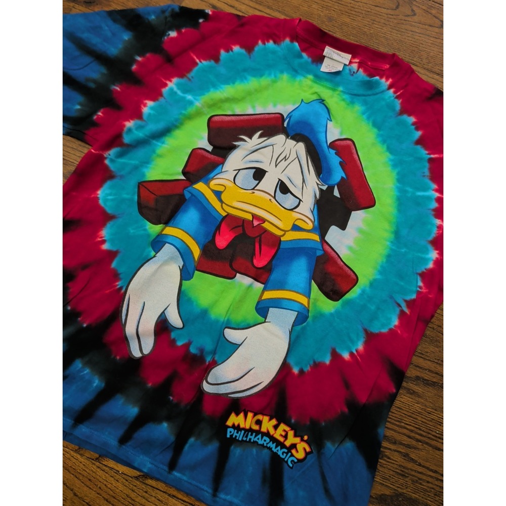 Vtg Disney Mickey's Philharmagic T-shirt Donald Duck Tie Dye Colorful Unisex XL